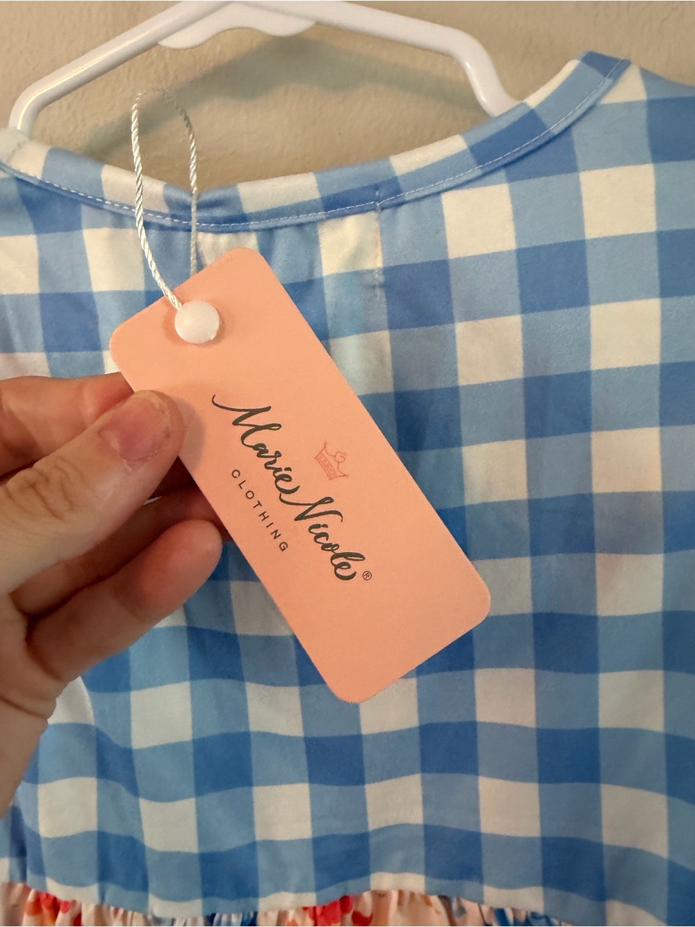 Marie Nicole Blue Gingham Birthday Dress & Ruffle Shorts Set - Picture 5 of 6